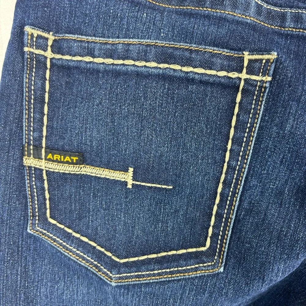 Ariat Maritime Jeans Rebar M4 Durastr Edge Relaxed Boot Cut Blue Jean Size 32x29